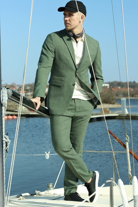 Selected Slim Oasis Lin Suit Light Green Melange