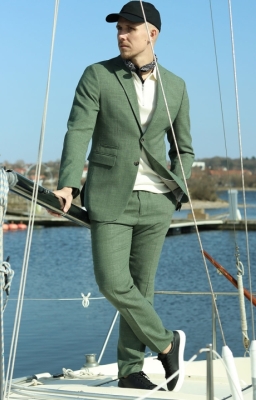 Selected Slim Oasis Lin Suit Light Green Melange