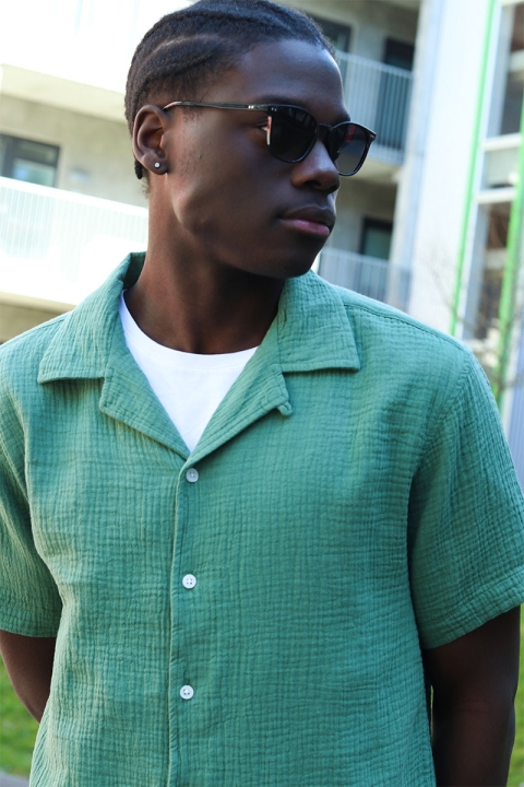 Kronstadt Cuba Muslin shirt SS Ivy Green