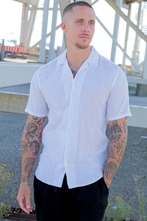 ONLY & SONS Caiden SS Resort Linen Shirt White