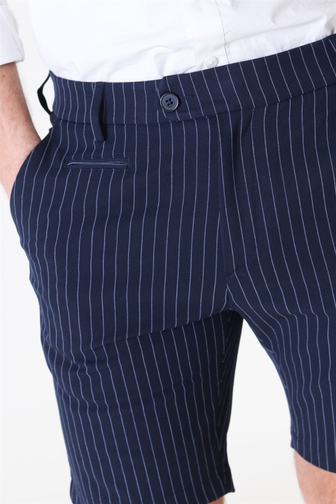 Les Deux Como Light Pinstripe Shorts Dark-Navy/Provincial Blue