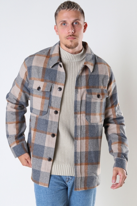 Jack & Jones JOROLLIE CHECK SHIRT JACKET LS LN Malt Ball /CHECK