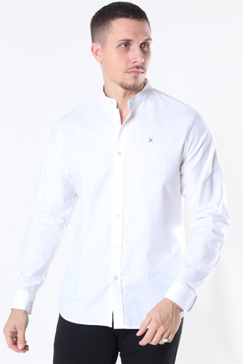 Clean Cut Copenhagen Oxford Mao Stretch L/S White