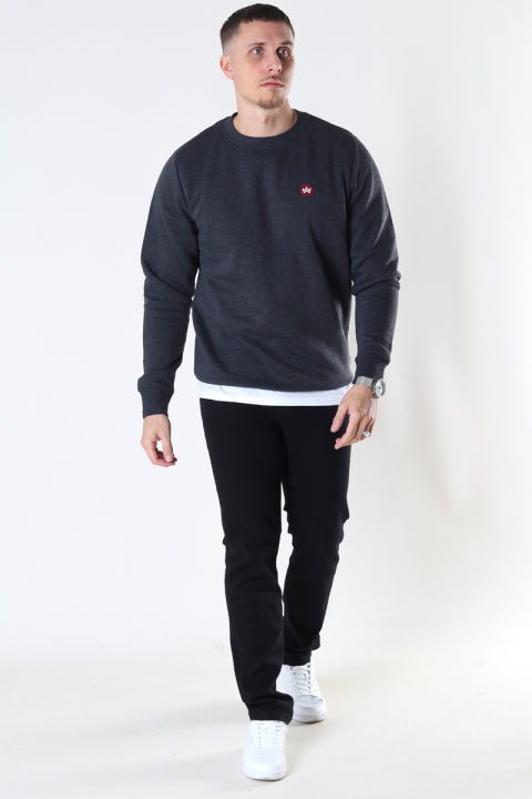 Kronstadt Lars Organic/Recycled crew sweat Charcoal mel