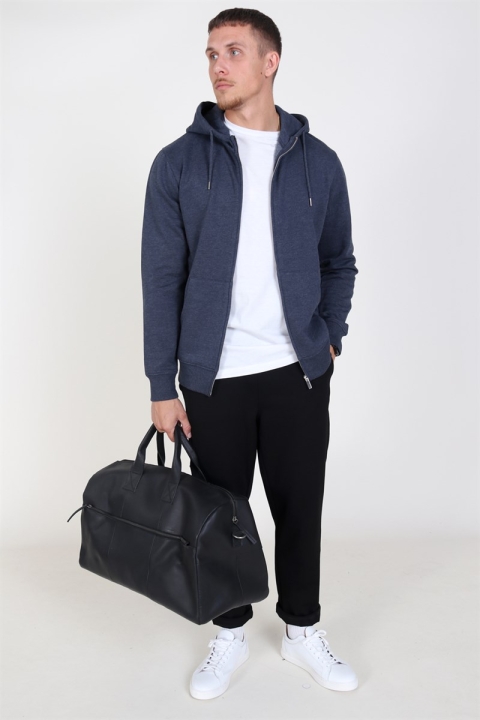 Solid Organic Morgan Zip Genser Navy Mel