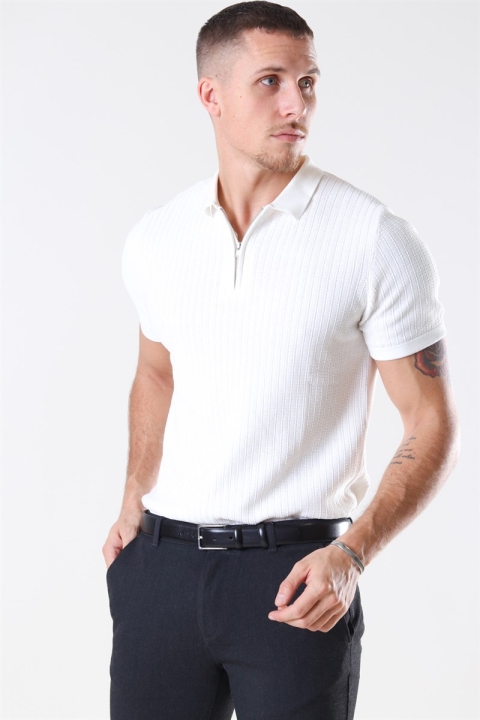 Jack & Jones Blabristol Strikke SS Polo Blanc de Blanc