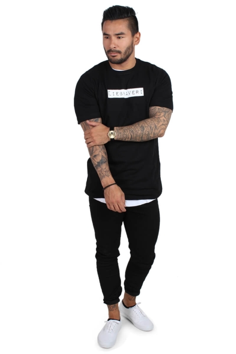 Liebhaveri Vintage Mens Longline T-skjorte Sort