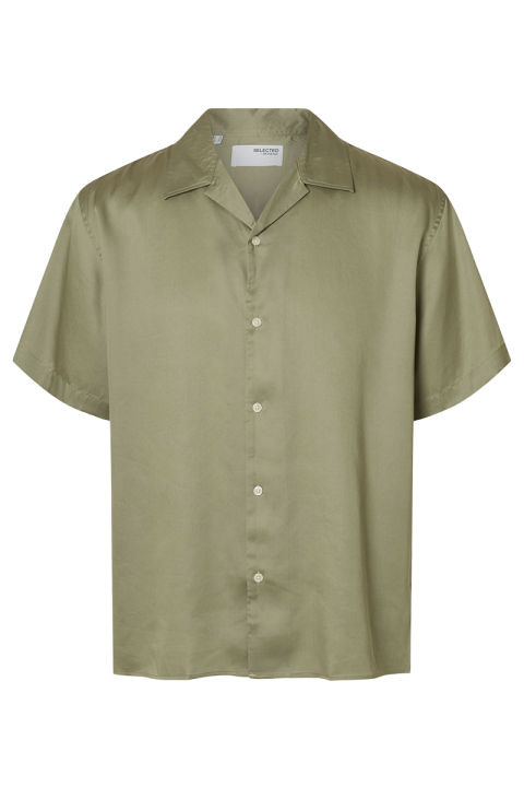 Selected Charlie Satin SS Relaxed Fit Resort Shirt Vetiver