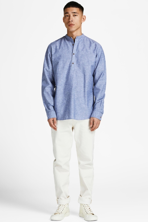 Jack & Jones JPRBLASUMMER HALF PLACKET SHIRT L/S SN Faded Denim