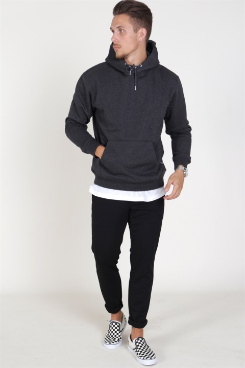 Jack & Jones Soft Genser Hood Dark Grey Melange