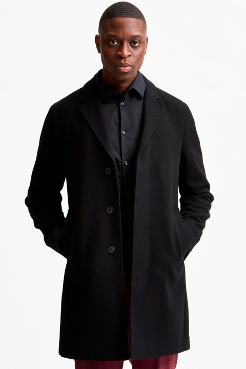 Selected HAGEN WOOL COAT Black Twill