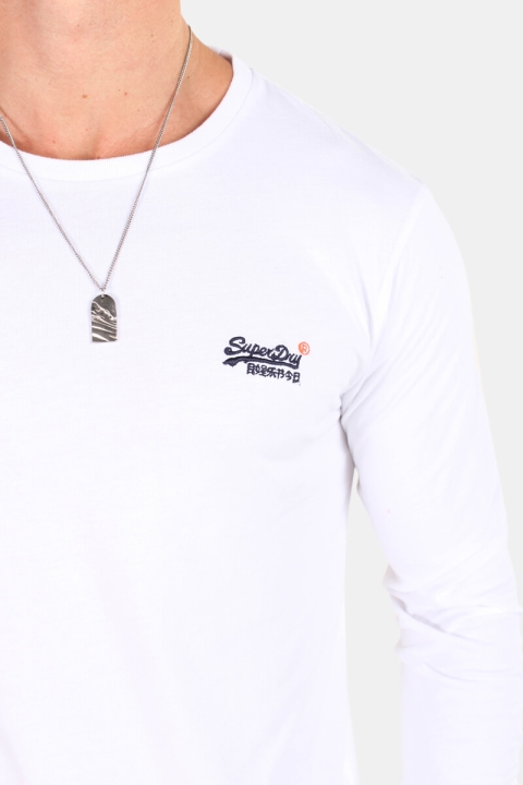 Superdry Orange Label Vintage Emb L/S T-skjorte Optic White