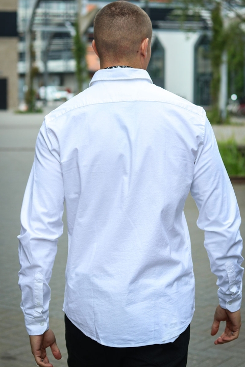 Solid Val Oxford Stretch Shirt LS White