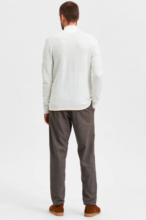 Selected SLHMAINE LS KNIT HALF ZIP  W NOOS Egret