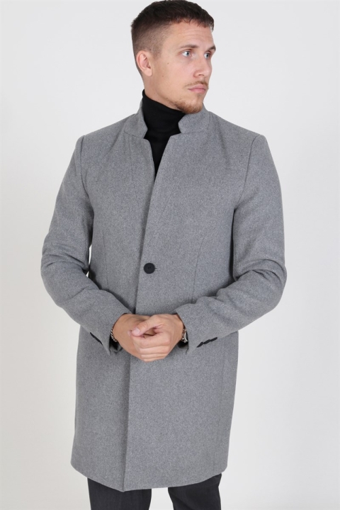 Only & Sons Maximilian Wool Trench Frakk Light Grey Melange