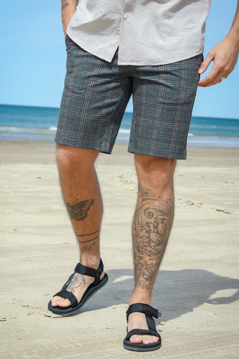 ONLY & SONS MARK SHORTS PRINT GW 9278 Dark Grey Melange