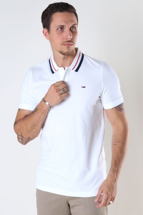 TJM CLASSICS TIPPED STRETCH POLO White