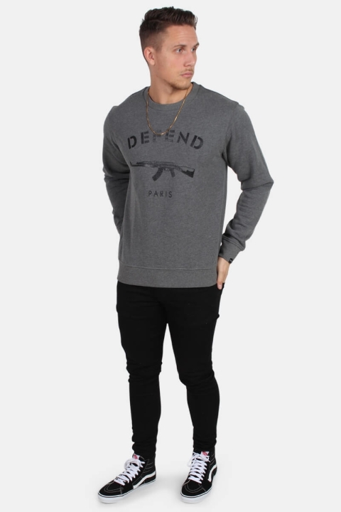 Defend Paris Paris Crew Genser Grey 