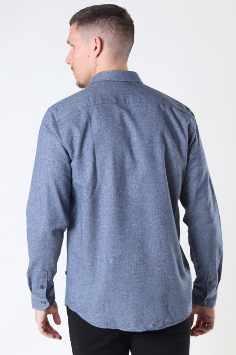 Kronstadt Johan Herringbone flannel shirt Navy