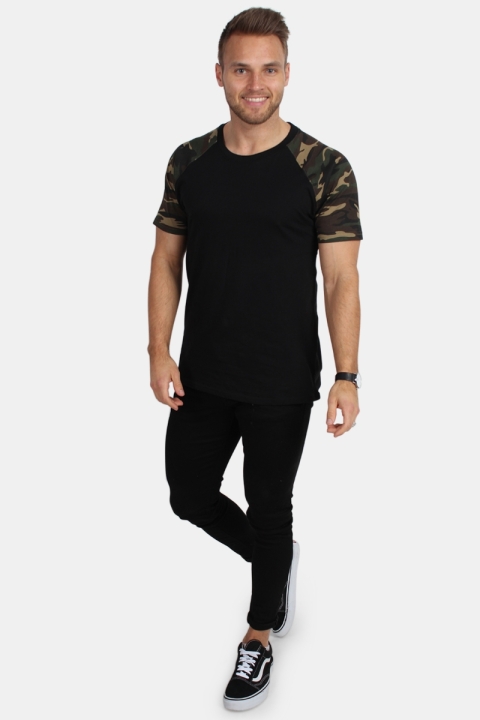 Urban Classics Raglan Contrast Tee Blk/woodcamo