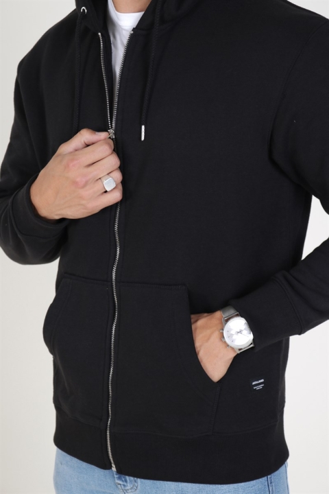 Jack & Jones Soft Genser Zip Hood Black