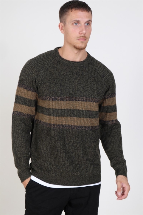 Only & Sons Cesco 5 Struc Stripe Strikke Forest Night