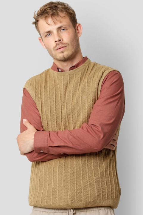 Clean Cut Copenhagen Otis XO Cotton Vest Sand Melange