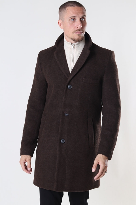 ONLY & SONS Jaylon Wool Coat Hot Fudge