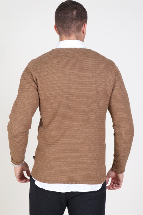 Clean Cut Aberdeen Crew Neck Strikke Warm Sand Melange