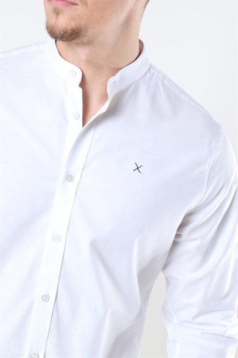 Clean Cut Copenhagen Oxford Mao Stretch L/S White