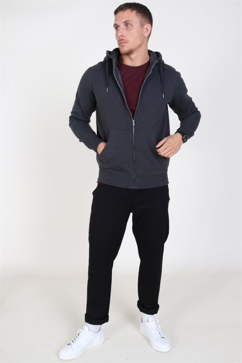 Solid Organic Morgan Zip Genser Dark Grey Mel