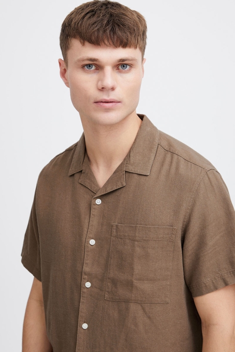 Solid Allan Cuba Linen Shirt Shitake