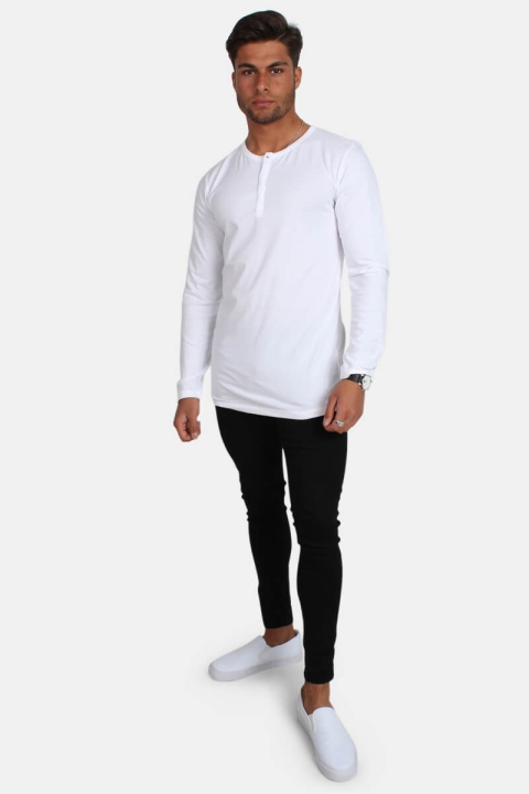Basic Brand Placket LS T-skjorte White