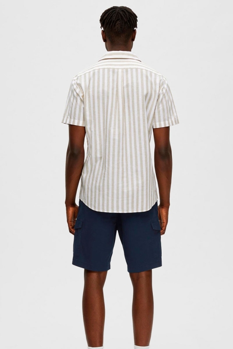 Selected SLHREGNEW-LINEN SHIRT SS RESORT W Kelp Stripes