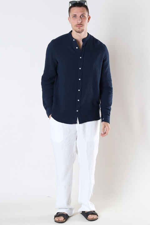 Kronstadt Johan Muslin Henley shirt Navy