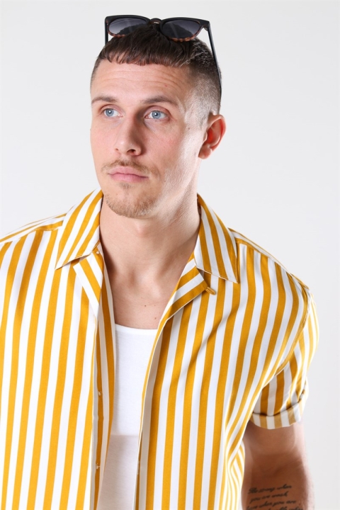 Only & Sons Wayne Striped Viscose Skjorte Golden Spice