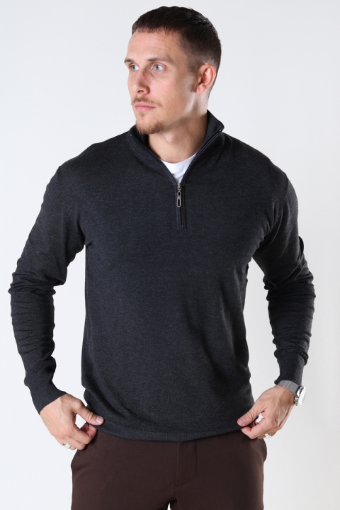 JEFF FRANKIE HALF ZIP KNIT Charcoal