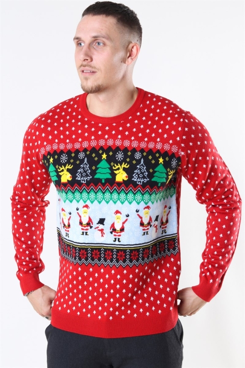 Only & Sons Xmas 7 Funny Top Strikke Pompeian Red