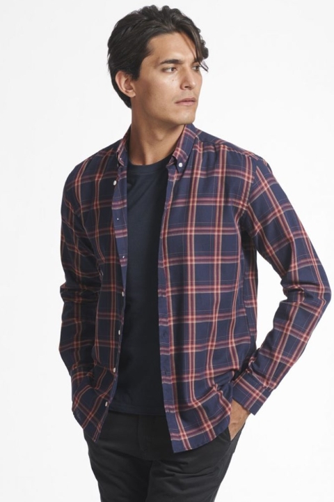 Les Deux Boswell Skjorte Dark Navy Check