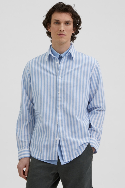 Selected SLHREGNEW-LINEN SHIRT LS CLASSIC W Allure Stripes