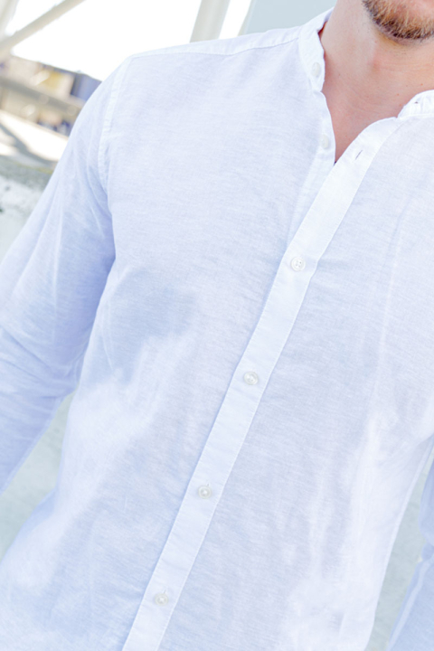 ONLY & SONS ONSCAIDEN LS SOLID LINEN MAO SHIRT NOOS White
