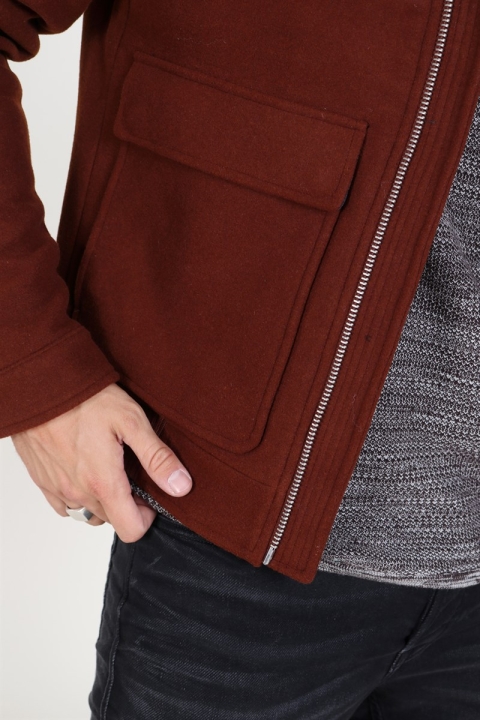 Jack & Jones Magnus Uld Bomber Jakke Cappuccino