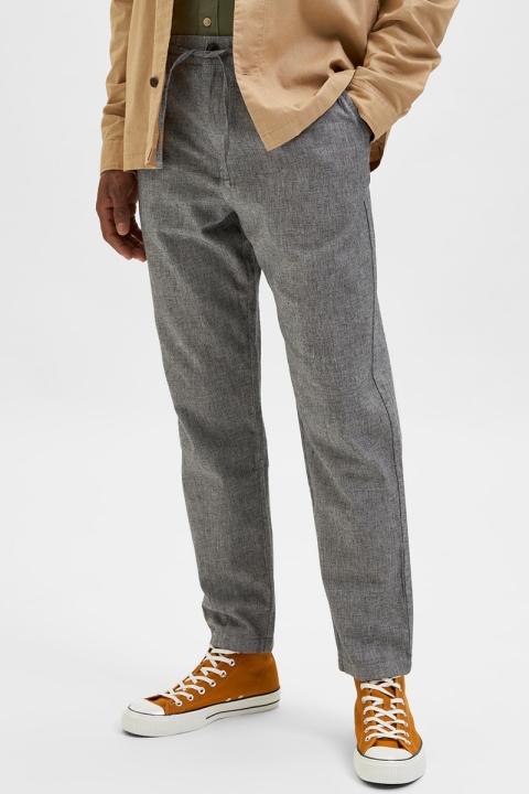 Selected SLHSLIMTAPERED-NEWTON LINEN PANTS W Black