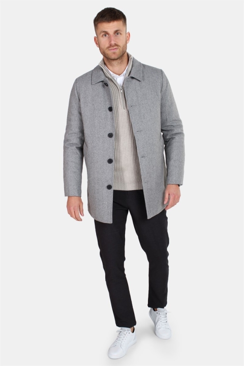 Clean Cut Halmstad Uld Frakk Light Grey Mel