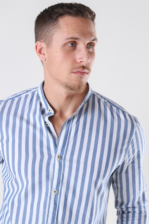 Only & Sons Matthew LS Stripe Manderine Skjorte Dark Blue