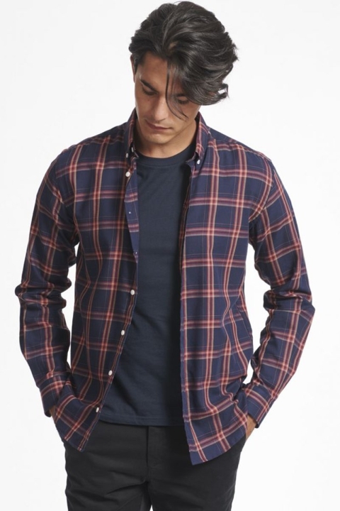 Les Deux Boswell Skjorte Dark Navy Check