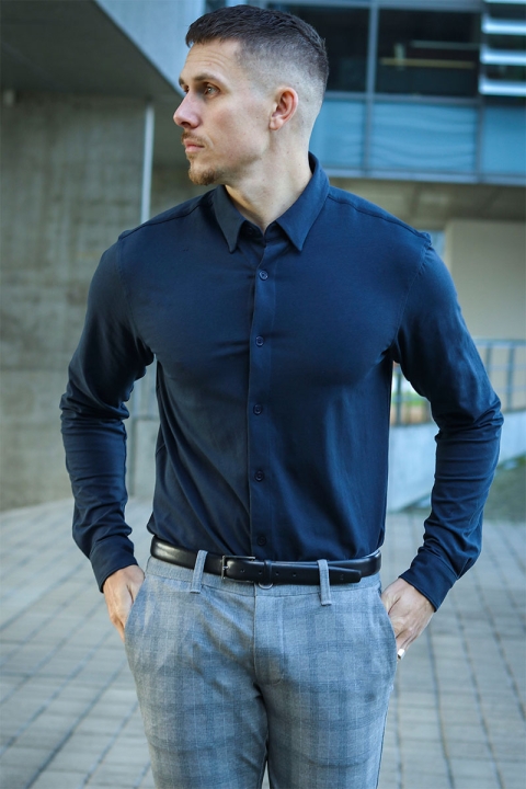 JEFF Theodore LS Stretch Shirt Navy