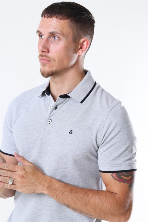 Jack & Jones PAULOS POLO SS Light Grey Melange SLIM FIT - MELANGE