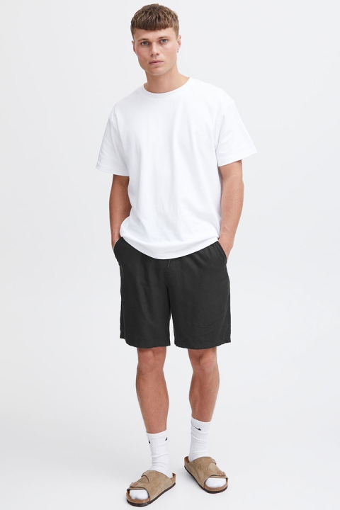 Solid Aurelius Elasticated Linen Shorts True Black