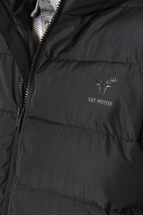 Fat Moose Liam Puffer Long Jacket Black